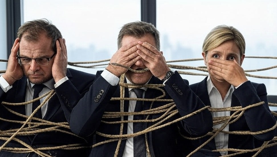 horen zien zwijgen voor managers met touwen